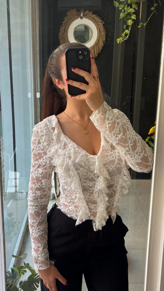 Blusa Encaje Terciopelo