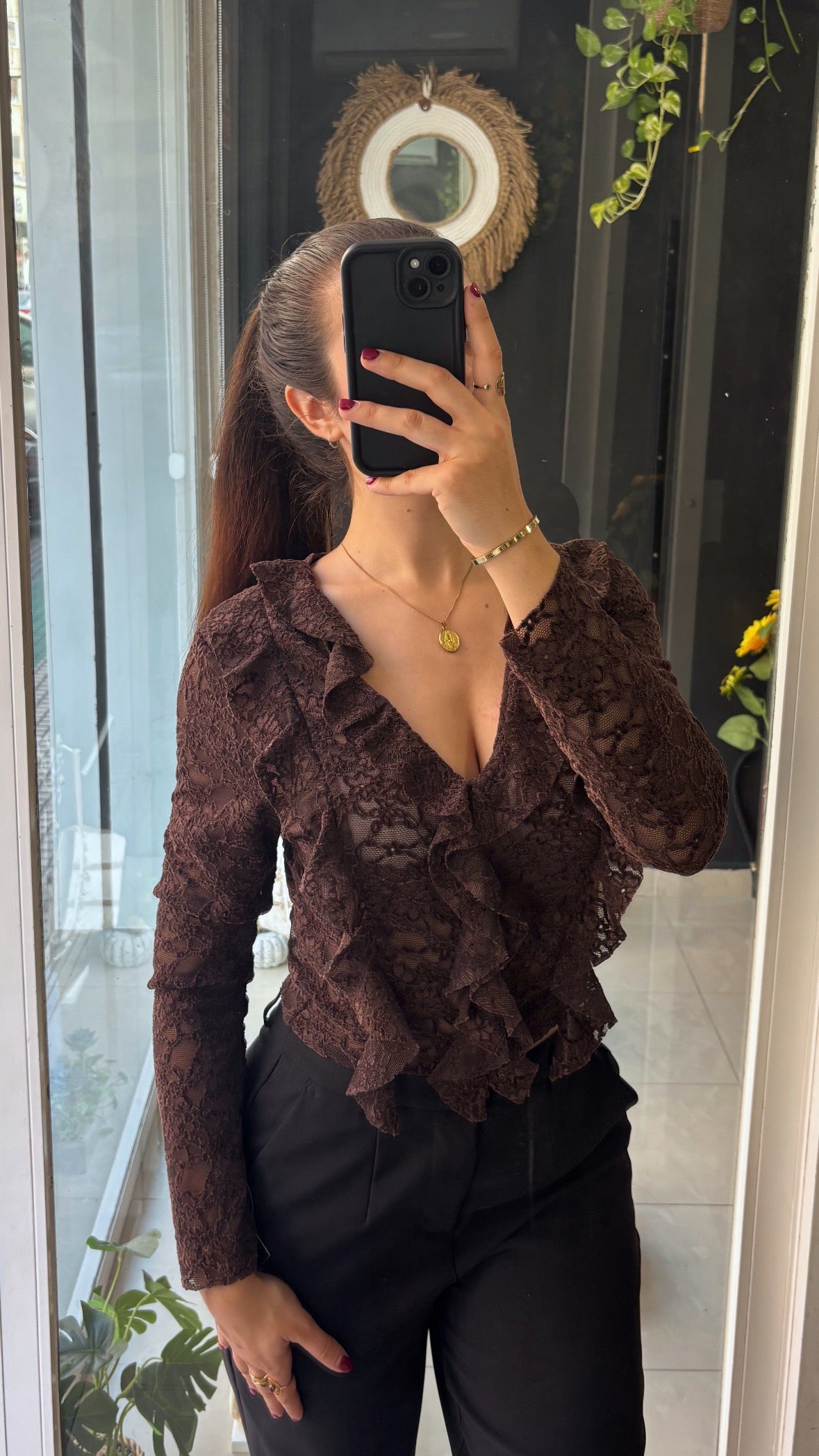 Blusa Encaje Terciopelo