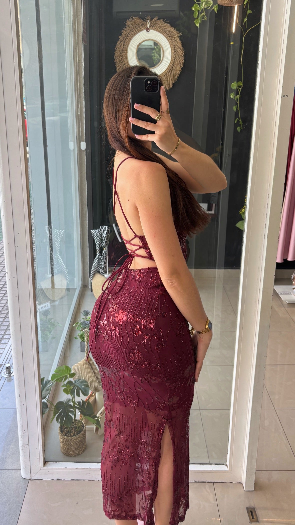 Vestido Lentejuelas Espalda Cruzada
