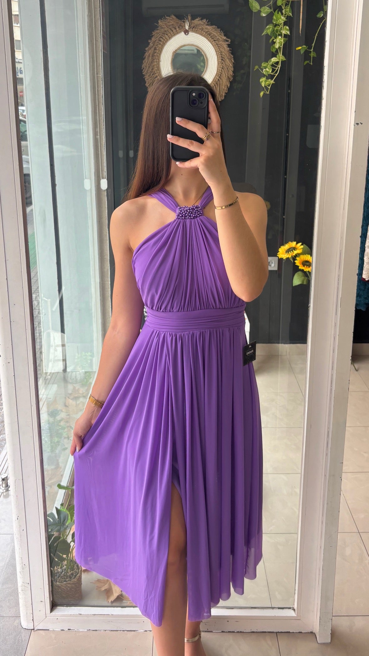 Vestido Corto Halter Cuentas